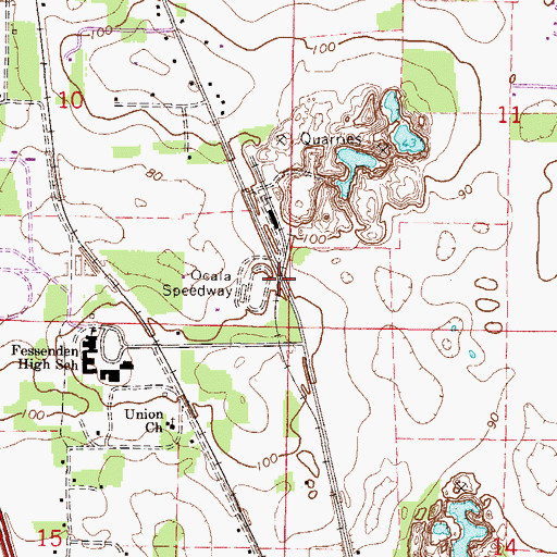 Topographic Map of Ocala Speedway, FL
