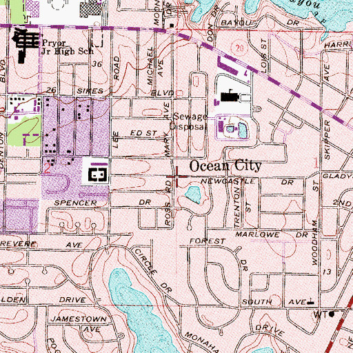 Topographic Map of Ocean City, FL