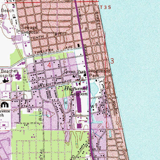Topographic Map of Ocean Park Church, FL