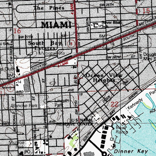 Topographic Map of Ocean View Heights, FL