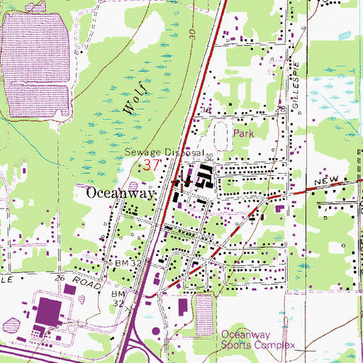 Topographic Map of Oceanway, FL