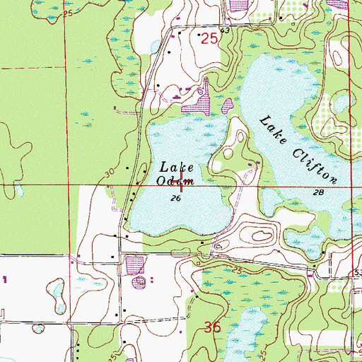 Topographic Map of Lake Odom, FL