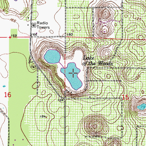 Topographic Map of Lake of the Woods, FL