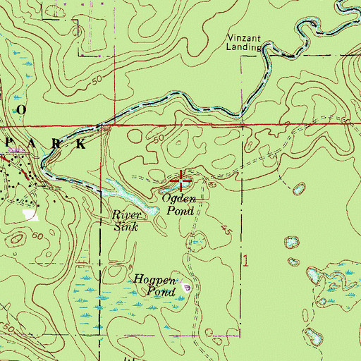 Topographic Map of Ogden Pond, FL