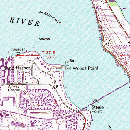 Topographic Map of OK Woods Point, FL