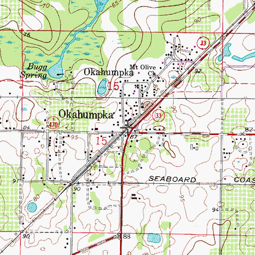 Topographic Map of Okahumpka, FL