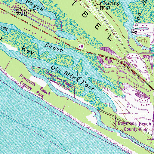 Topographic Map of Old Blind Pass, FL