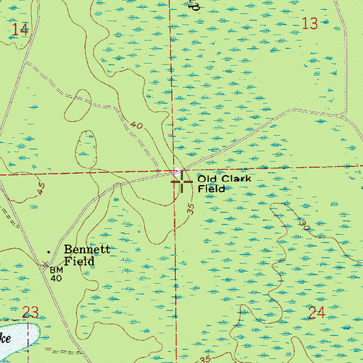 Topographic Map of Old Clark Field, FL