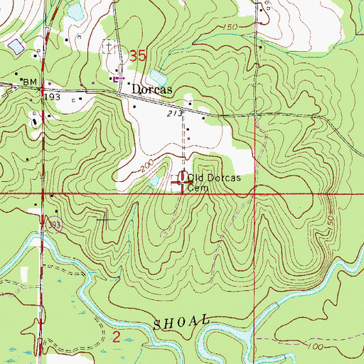 Topographic Map of Old Dorcas Cemetery, FL