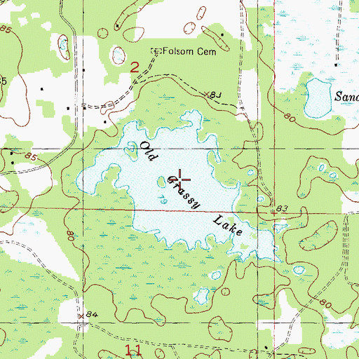 Topographic Map of Old Grassy Lake, FL