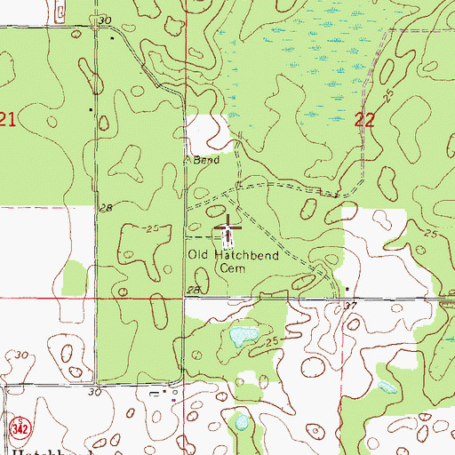 Topographic Map of Old Hatchbend Cemetery, FL