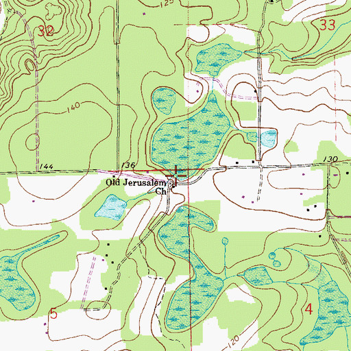 Topographic Map of Old Jerusalem Baptist Church, FL