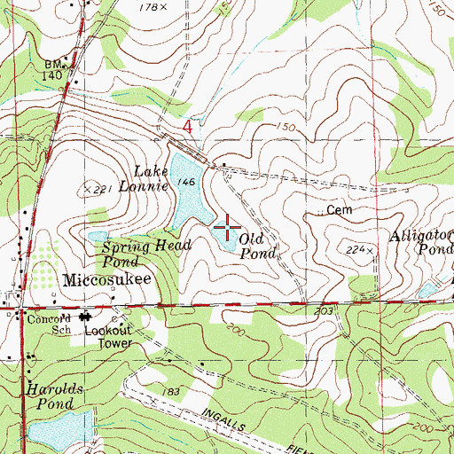 Topographic Map of Old Pond, FL