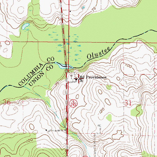 Topographic Map of Old Providence Baptist Church, FL