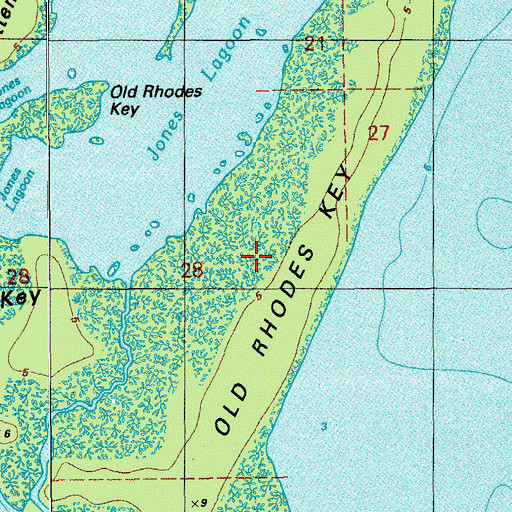 Topographic Map of Old Rhodes Key, FL