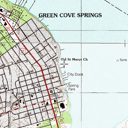 Topographic Map of Old Saint Marys Church, FL