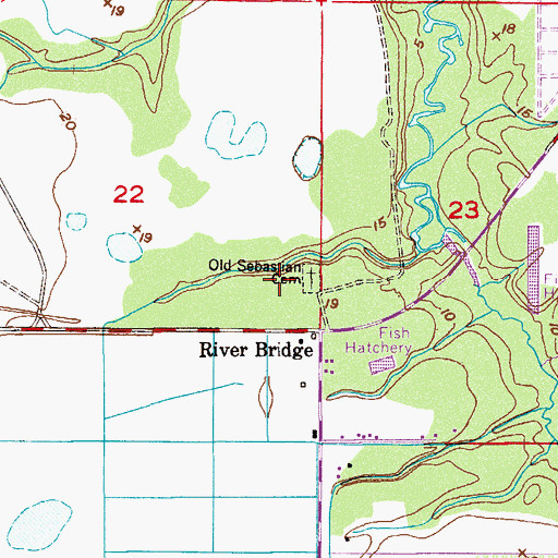Topographic Map of Old Sebastian Cemetery, FL