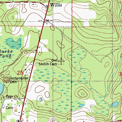 Topographic Map of Old Shiloh Cemetery, FL