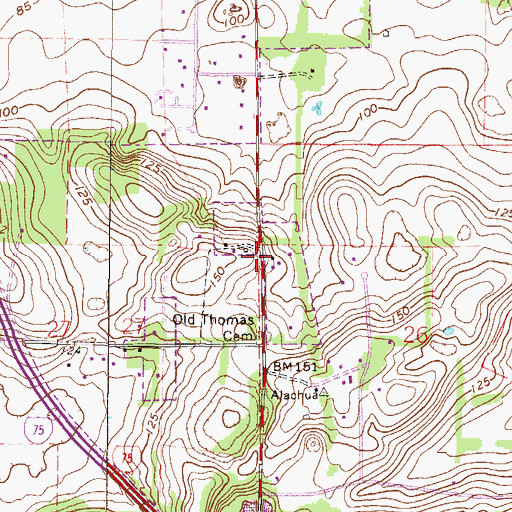 Topographic Map of Old Thomas Cemetery, FL