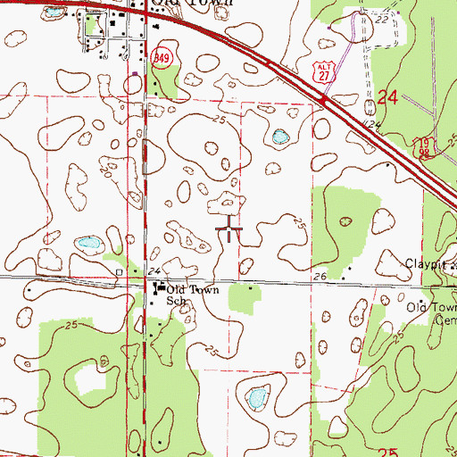 Topographic Map of Old Town Elementary School, FL