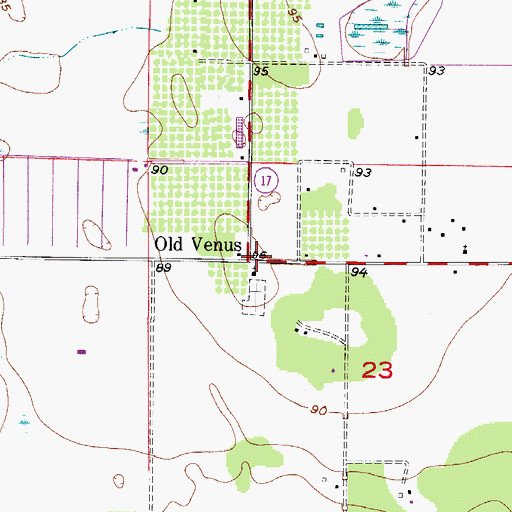 Topographic Map of Old Venus, FL
