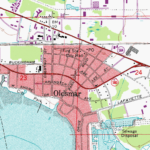 Topographic Map of Oldsmar, FL