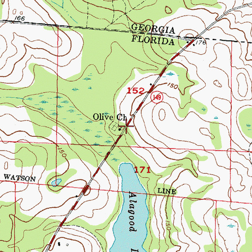 Topographic Map of Olive Church, FL