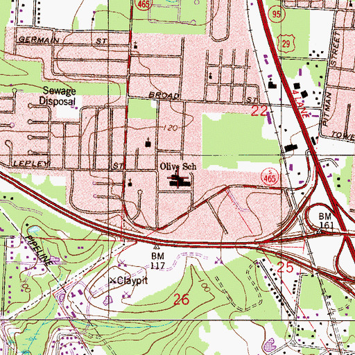 Topographic Map of Olive School, FL