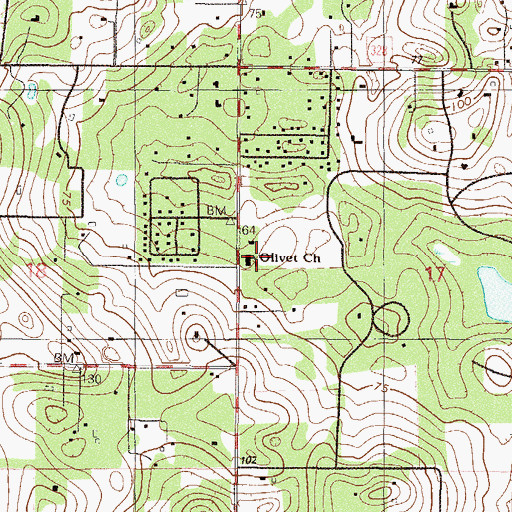 Topographic Map of Olivet Baptist Church, FL