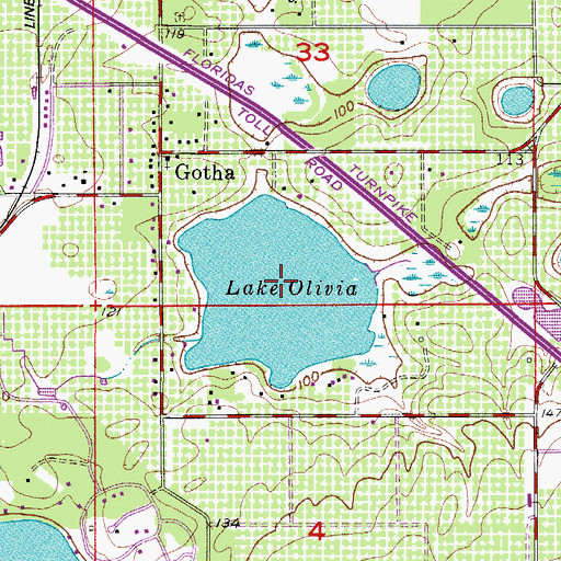 Topographic Map of Lake Olivia, FL