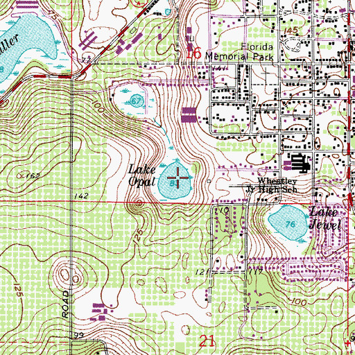 Topographic Map of Lake Opal, FL