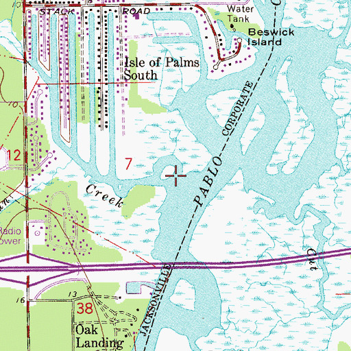 Topographic Map of Open Creek, FL