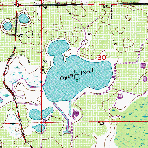 Topographic Map of Open Pond, FL