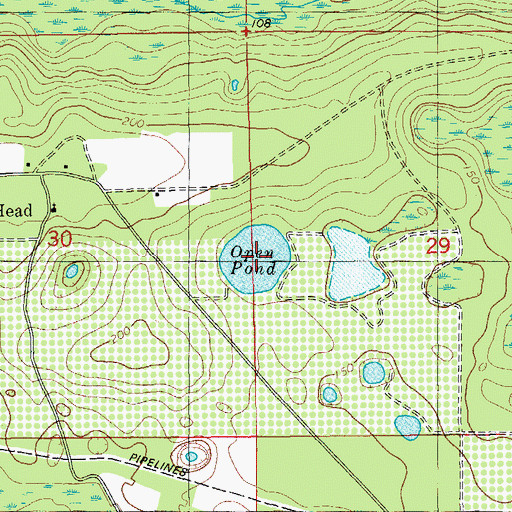 Topographic Map of Open Pond, FL
