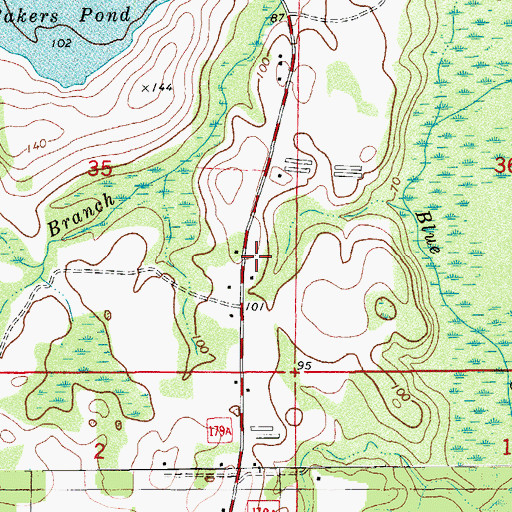 Topographic Map of Open Pond Church, FL