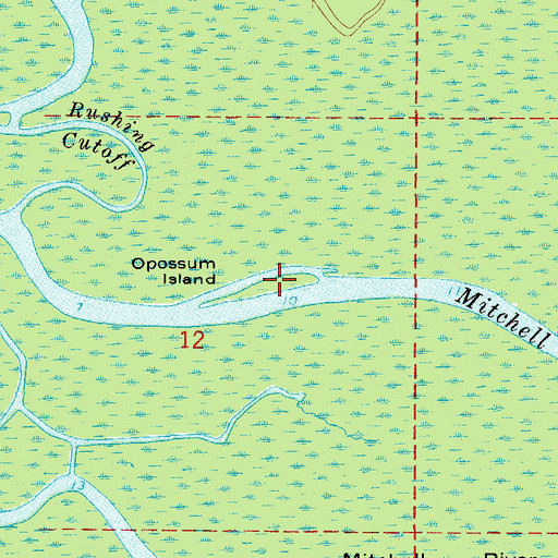 Topographic Map of Opossum Island, FL