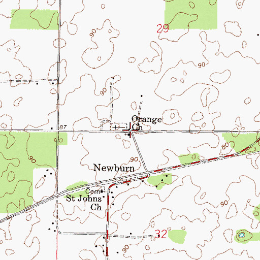 Topographic Map of Orange Church, FL