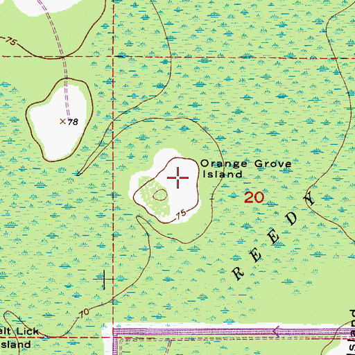 Topographic Map of Orange Grove Island, FL