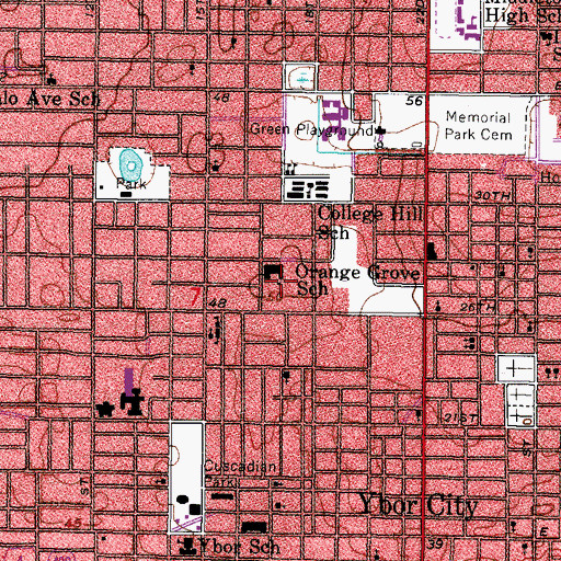 Topographic Map of Orange Grove Middle Magnet School, FL