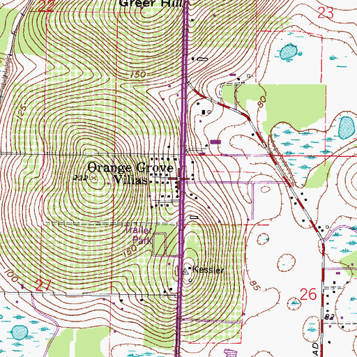 Topographic Map of Orange Grove Villas, FL