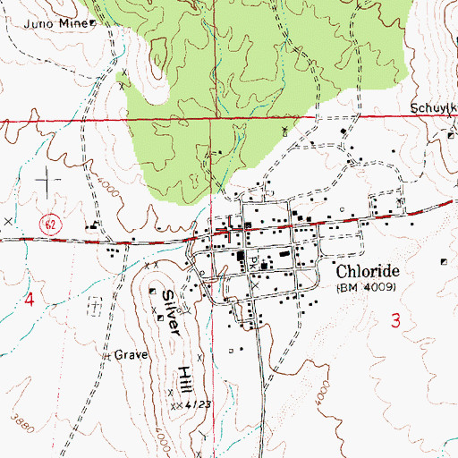 Topographic Map of Chloride, AZ