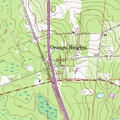 Topographic Map of Orange Heights, FL