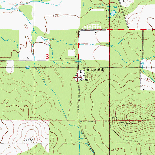 Topographic Map of Orange Hill Church, FL