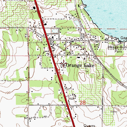 Topographic Map of Orange Lake, FL
