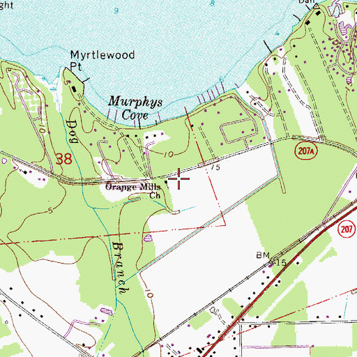 Topographic Map of Orange Mills Church, FL