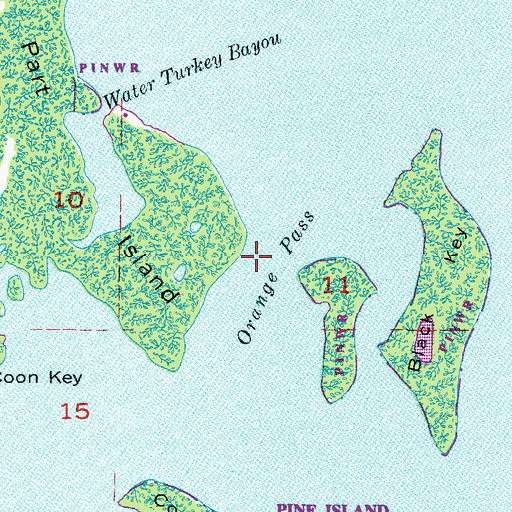 Topographic Map of Orange Pass, FL