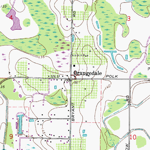 Topographic Map of Orangedale, FL