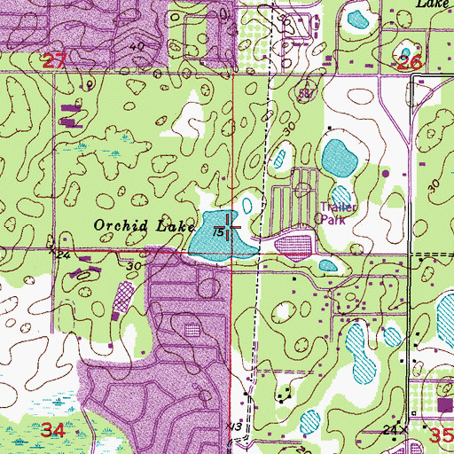 Topographic Map of Orchid Lake, FL