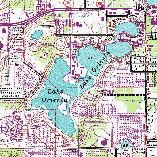 Topographic Map of Lake Orienta, FL