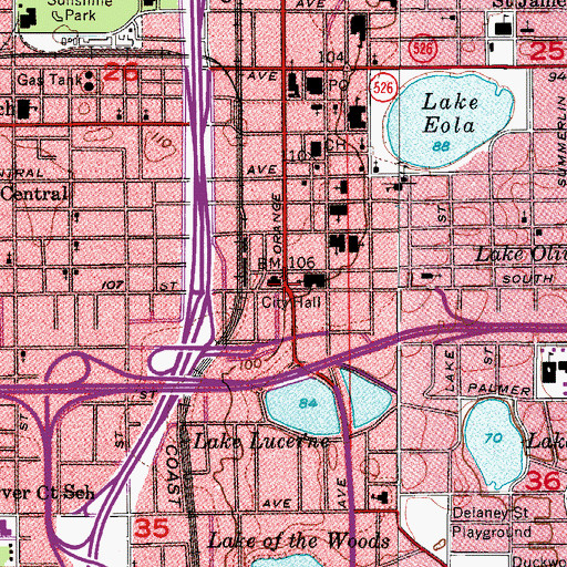Topographic Map of Orlando, FL